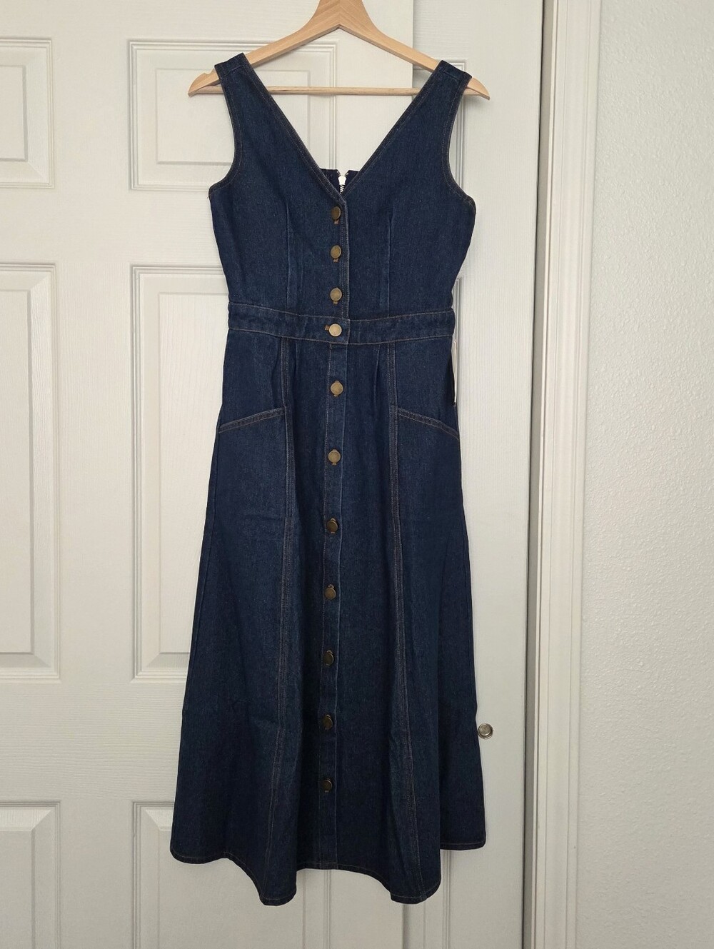 Sz 0 I Ivy City Co Ember Dress Jean Buttom Zipper Pockets NEW